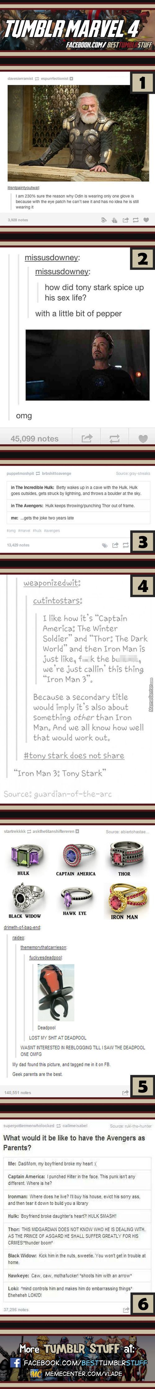 Tumblr Marvel #4. The Thor and Hulk joke is hilarious…how’d I get that two years late?!