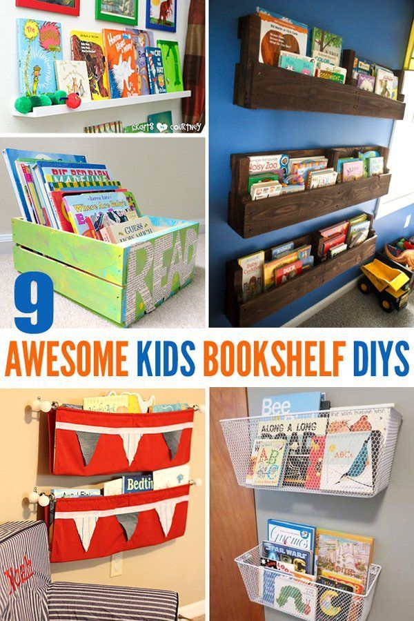 9 Awesome DIY Kids Bookshelves Great for playrooms and bedrooms.