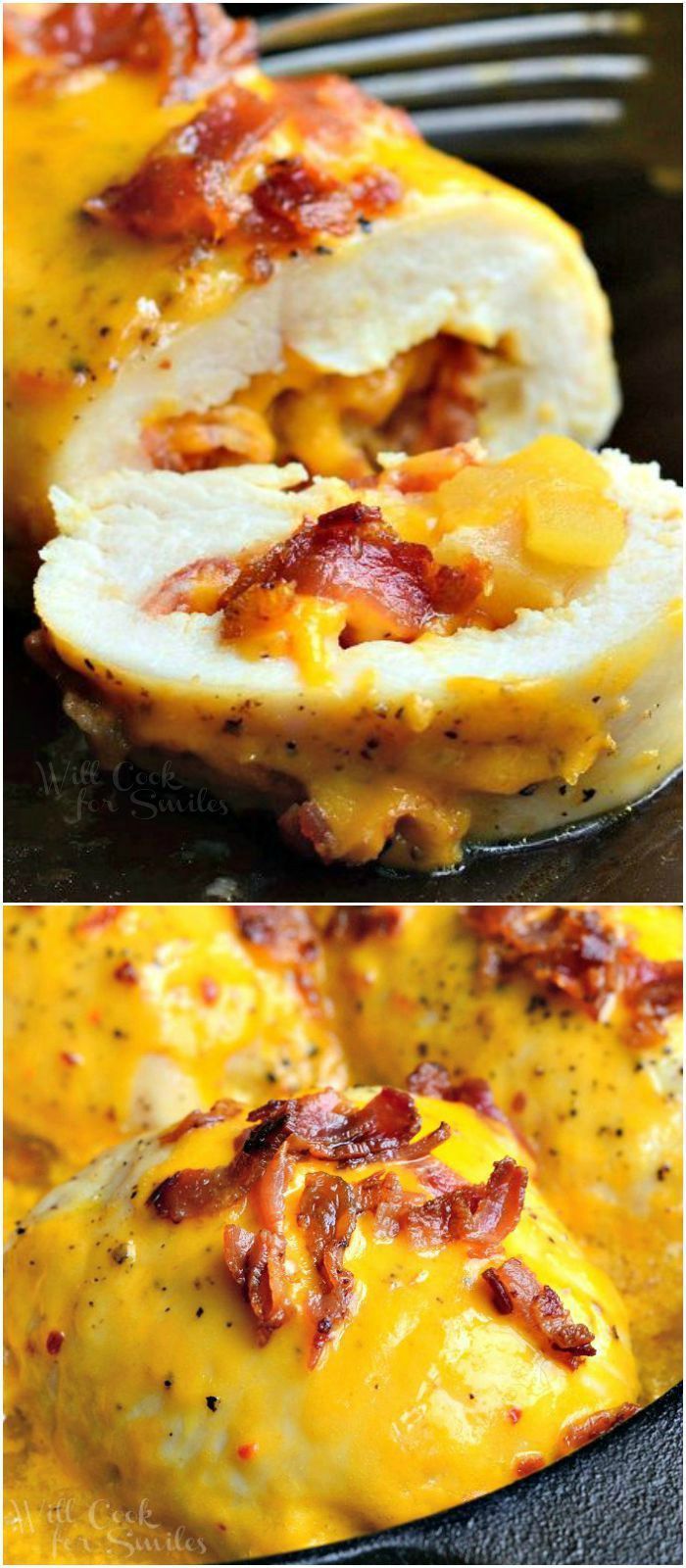 Apple Bacon Cheddar Stuffed Chicken. Easy chicken dinner and absolutely delicious!