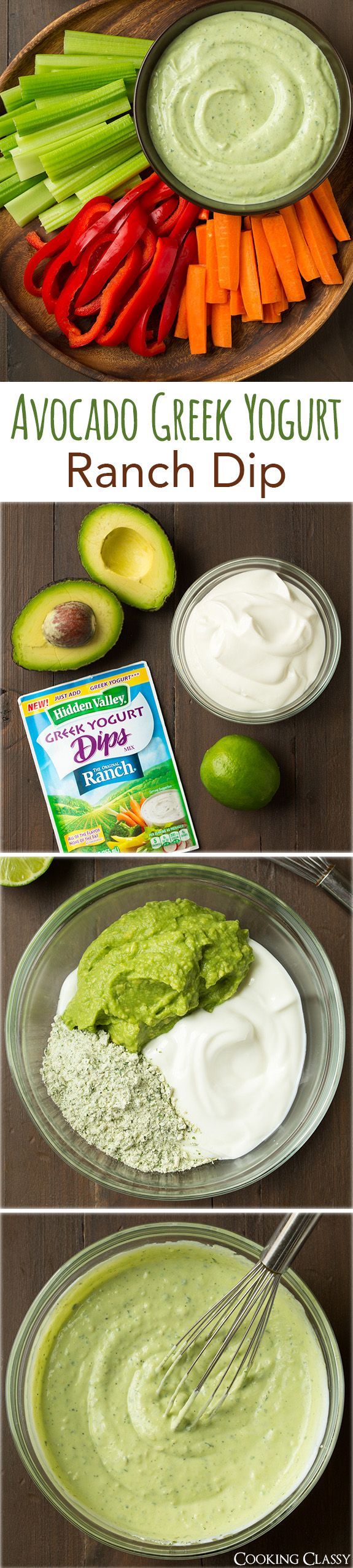 Avocado Greek Yogurt Ranch Dip –  only 4 ingredients and a breeze to make! So delicious, even my kids loved it! It’s so good as a