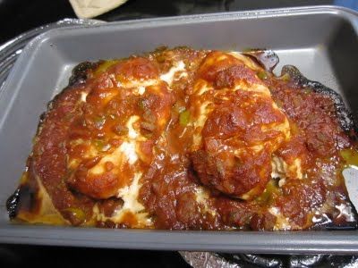 Baked Salsa Chicken Breast-this was a healthy yummy dish that went well with the parmesan baked tomatoes I also got from
