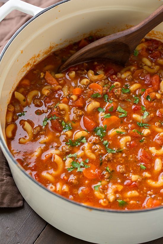 Beef and Tomato Macaroni Soup –