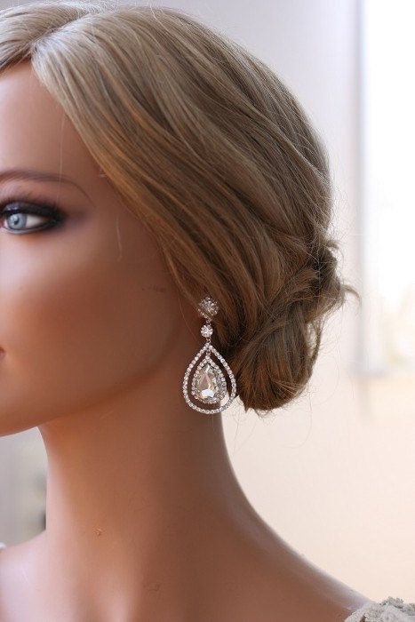 Bridal Crystal Earrings Art Deco Earrings Bridal by ORNENT on Etsy, $39.00