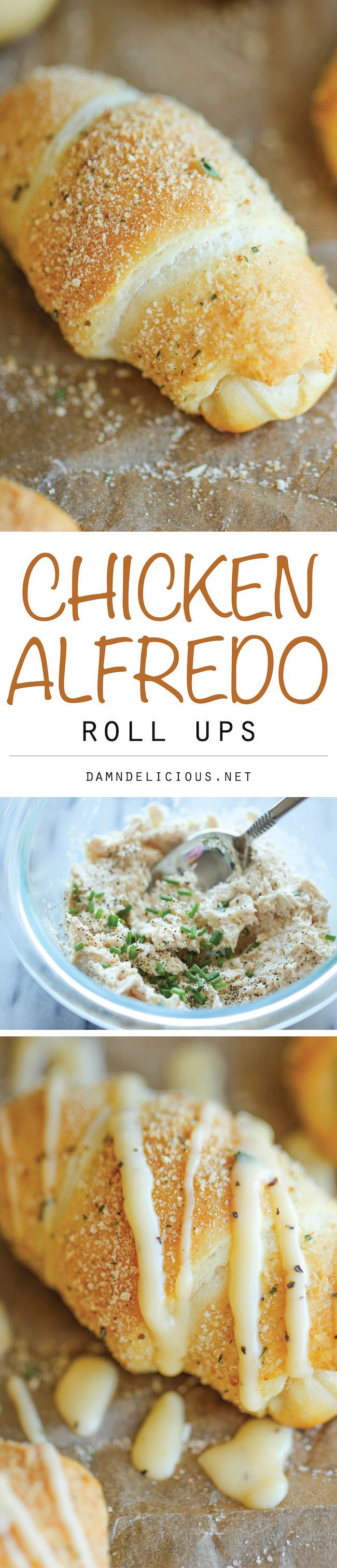 Chicken Alfredo Roll Ups – The easiest, no-fuss chicken alfredo you will ever make, conveniently stuffed in the butteriest roll