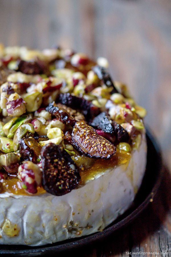 Christmas Party Appetizer Ideas | A French Baked Brie Recipe with Figs, Walnuts and Pistachios Recipe