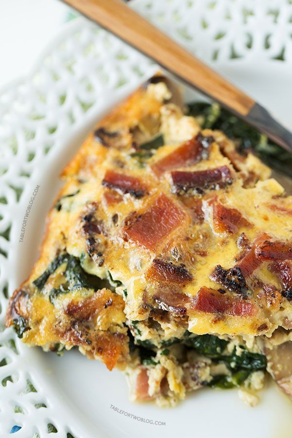 Crustless Bacon, Spinach, and Mushroom Quiche will be the star at your next brunch!