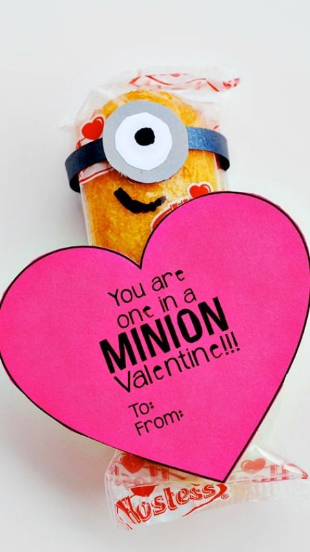 DIY Easy Printable Minion Heart Valentine “You are One in a Minion Valentine” ~ Minion Twinkies… These are perfect to give to