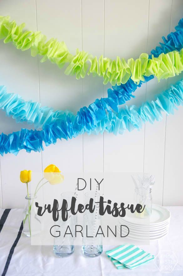 DIY Ruffled Tissue Garland (for only a couple bucks!) LOVE this idea so much! Could be made in any color for any occasion!