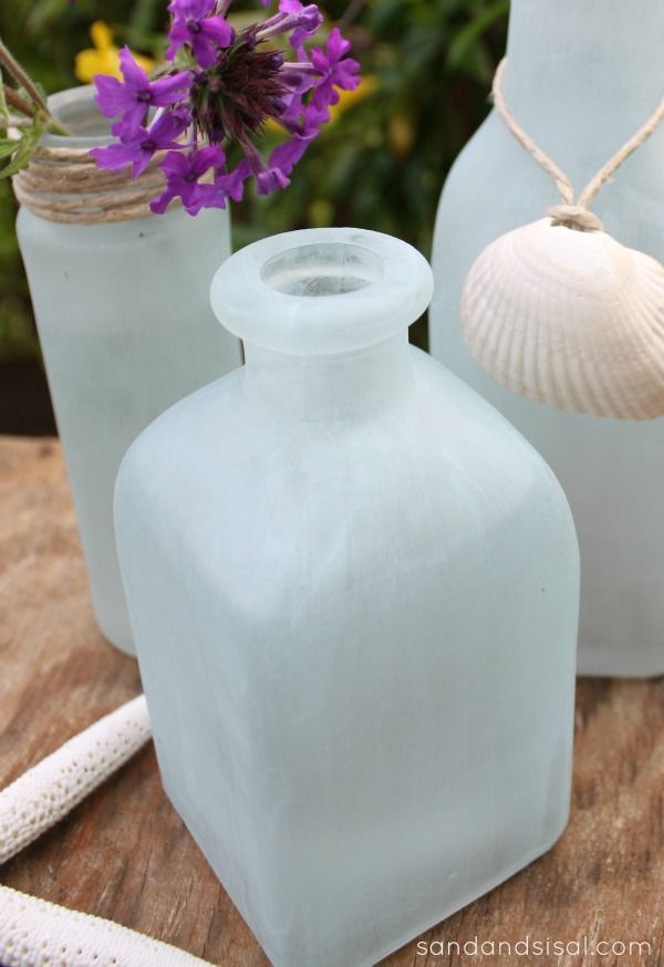 DIY Sea Glass Vases – so easy and looks just like Pottery Barns!