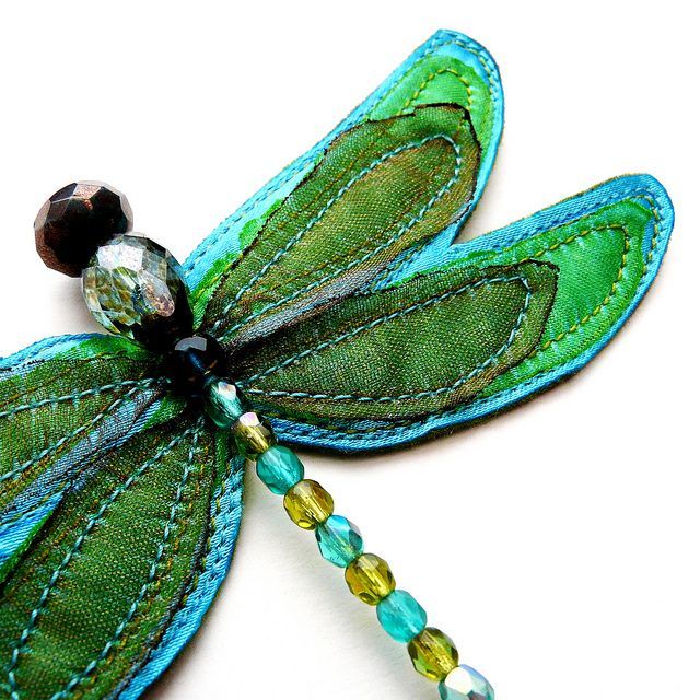 Fabric and bead dragonfly…. Can paste it on a simple clip…  Voila a cute clip!  Or a barrette!