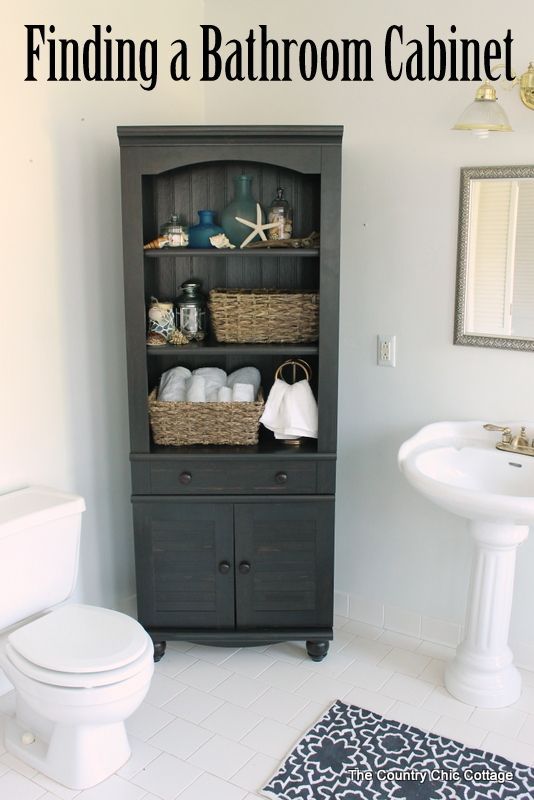 Finding a bathroom cabinet — shopping for and finding the perfect bathroom cabinet — even if it turns out to be a bookshelf!
