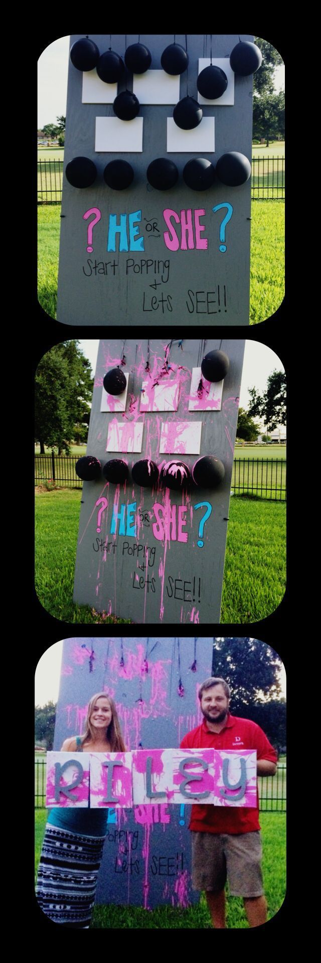 Gender reveal idea. Have guest throw darts at paint-filled canvas. Frame and put it up in baby’s nursery.