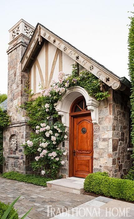 Gorgeous Tudor stone guest house with half-timbers in San Jose, CA | Traditional Home, June 2014