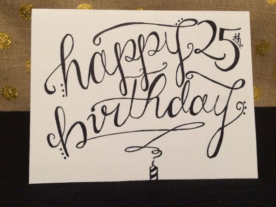 Hand Lettered “Happy Birthday” Card – 3×4 Inches on High Quality Matte Card-Stock – Typography on Etsy, $4.00
