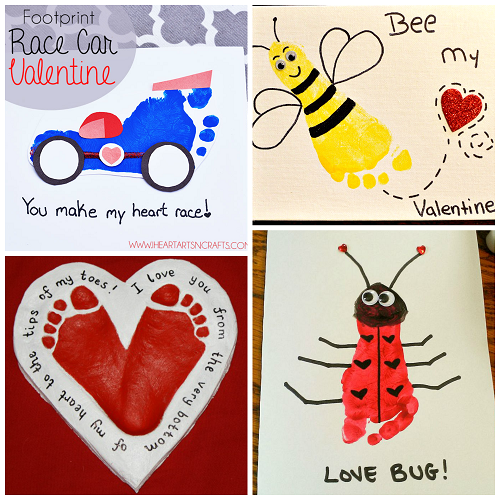 Here is a bunch of footprint valentines day craft ideas for the kids to make! These are great for gifts or homemade cards.