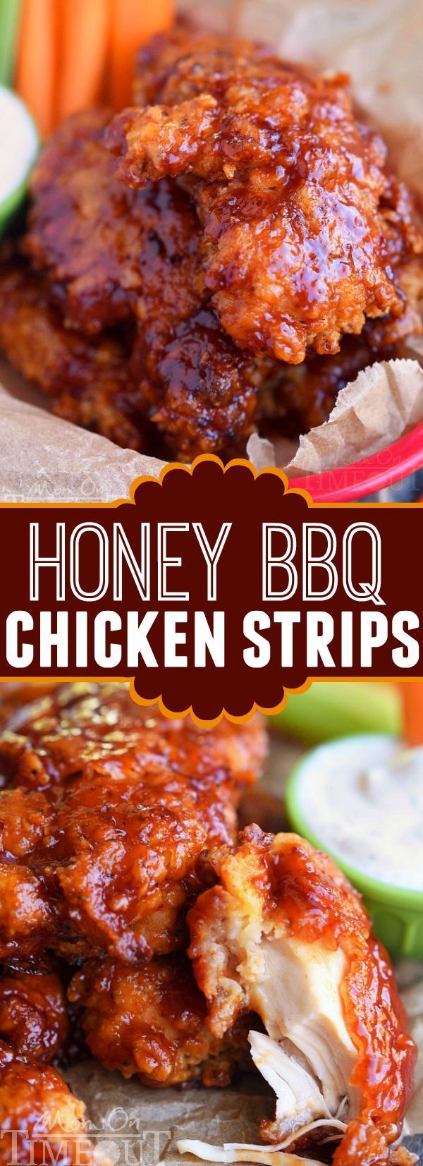 Honey BBQ Chicken Strips – Perfect for dinner or game day! Marinated in buttermilk and perfectly seasoned, these strips are hard