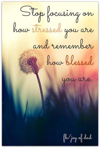 i need this as my screen saver!!! Stop focusing on how stressed you are and remember how blessed you are