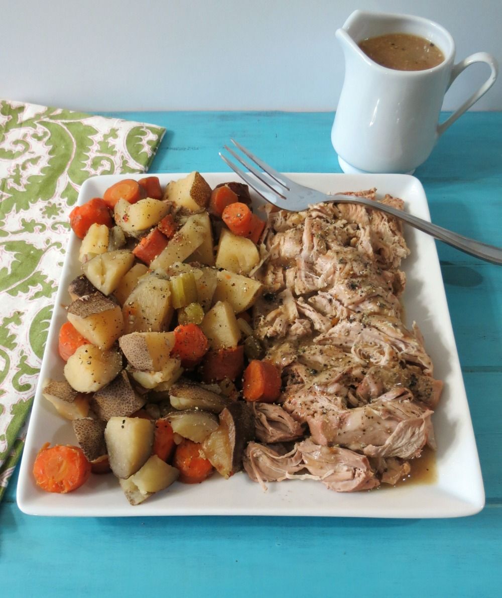 Italian Pork Tenderloin and Potatoes in Crockpot – A healthy, simple slow cooked meal made with pork tenderloin, potatoes, carrots