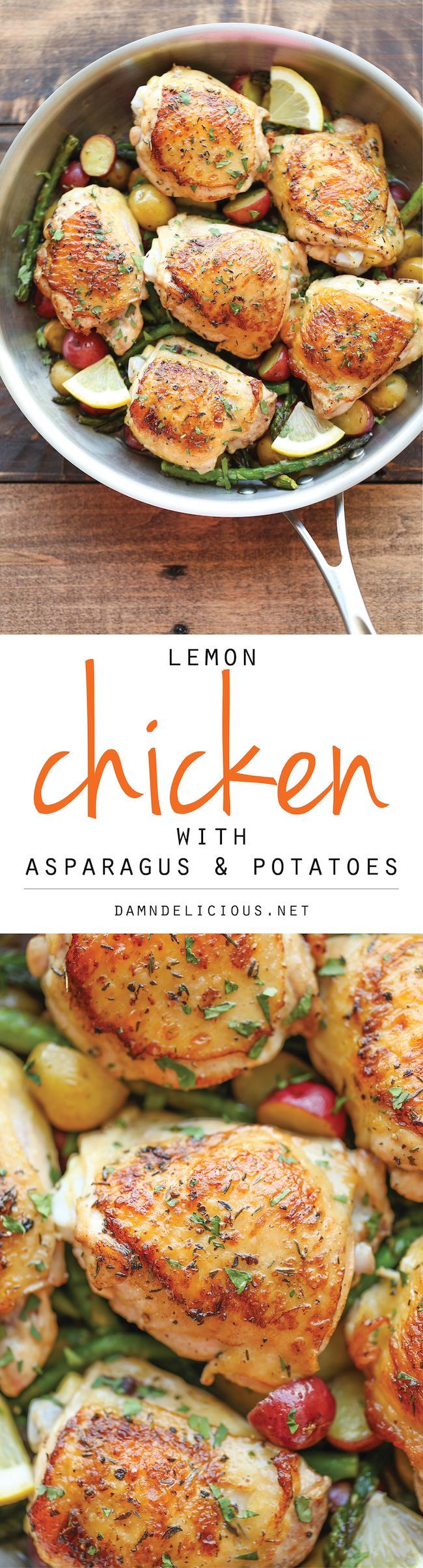 Lemon Chicken with Asparagus and Potatoes – Crisp-tender chicken baked to absolute perfection. It’s truly an entire meal in a