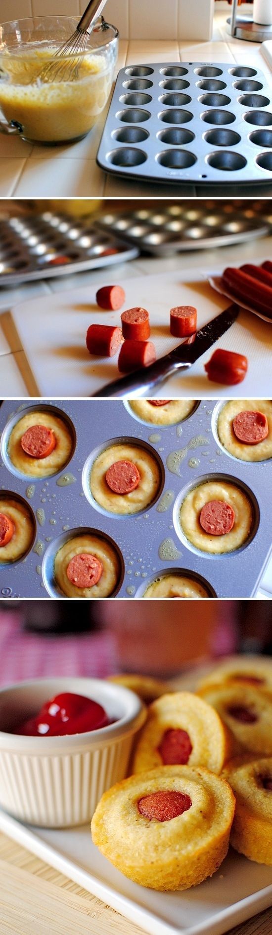 Mini Corn Dog Muffins | 24 Awesome Muffin Tin Recipes. I don’t normally eat this sort of food, but every once in a while you just