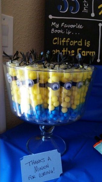 Minion Despicable Me Birthday Party Ideas  – can use candy tubes with colored Sixlets we sell here at Crafts Direct