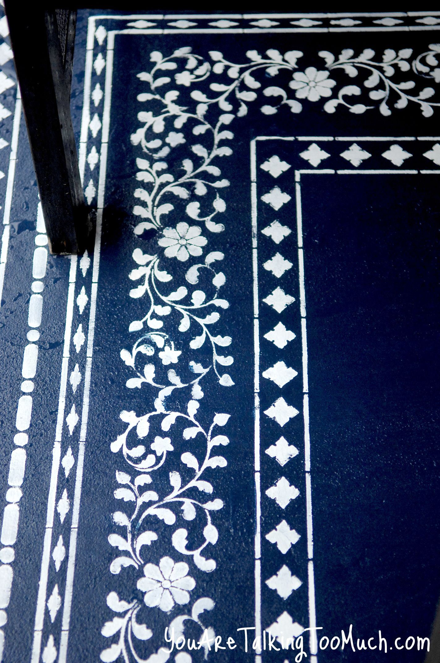 Morrocan style “rug” – painted finish for outside floor.  (would also work well inside on floor-boards)