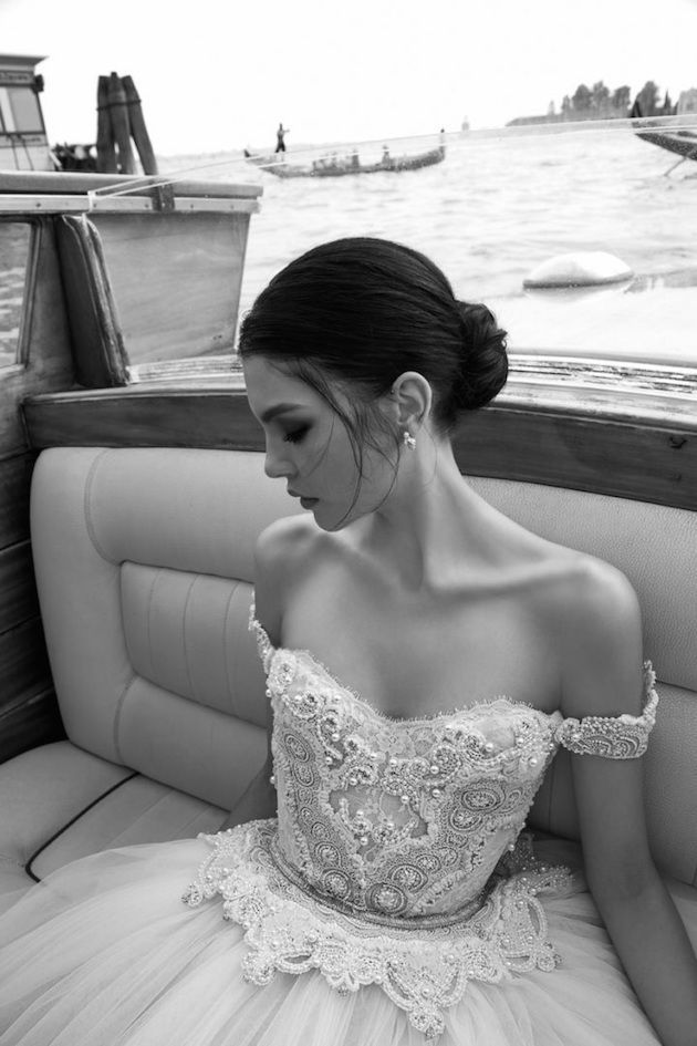 Off the shoulder Inbal Dror wedding dress | Bridal Musings Wedding Blog