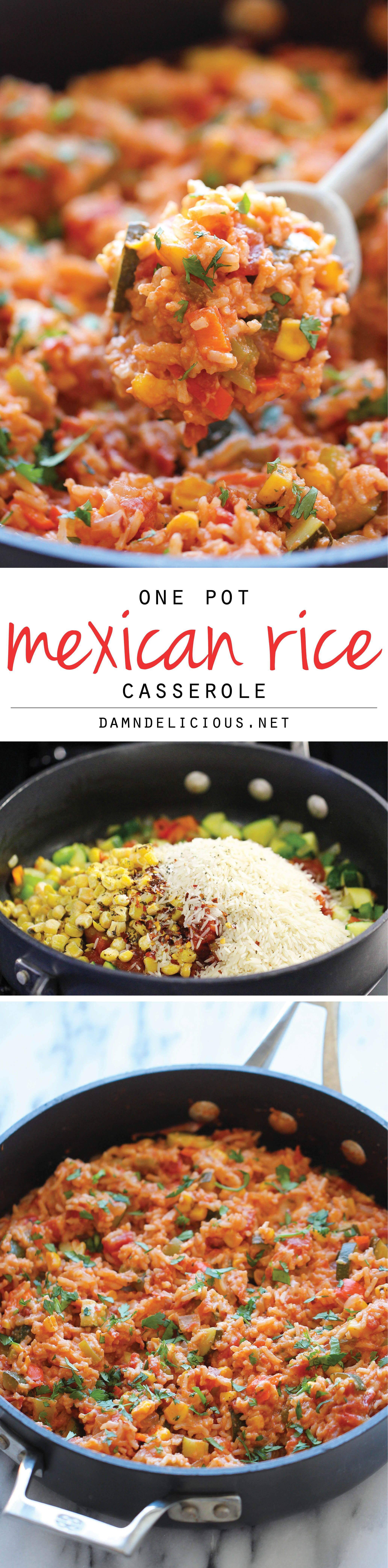 One Pot Mexican Rice Casserole – Good old comfort food made in a single pan – even the rice gets cooked right in the pot!