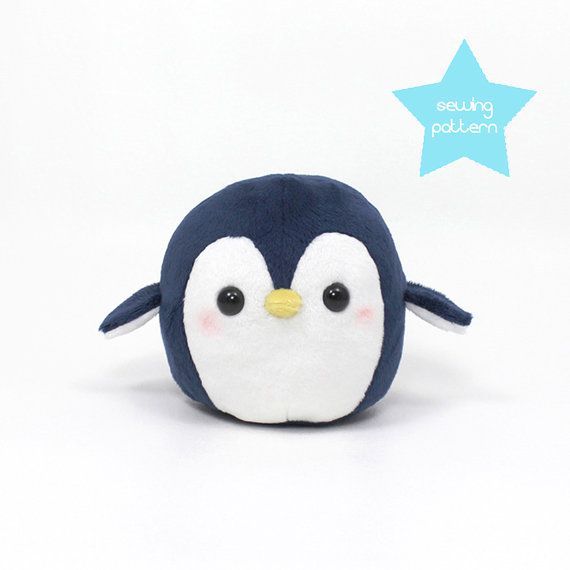 Plushie Sewing Pattern PDF for cute soft plush toy – Round Penguin cuddly stuffed animal 4.5″ on Etsy, 68,07 kr