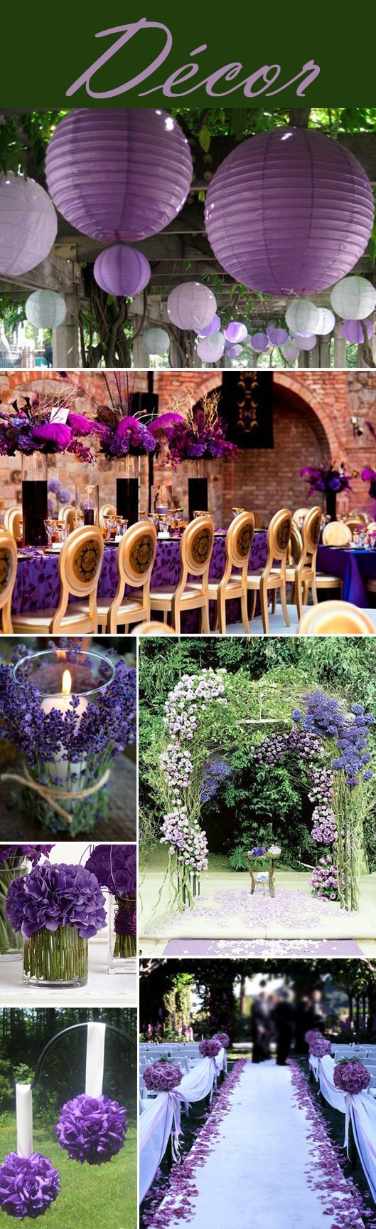 Purple Linen, Small wine glass shaped Votive & purple flowers? Click thur to link.