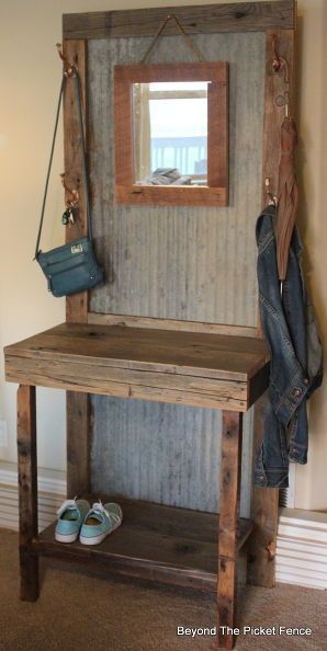 rustic reclaimed hall tree, diy, foyer, home decor, repurposing upcycling, woodworking projects