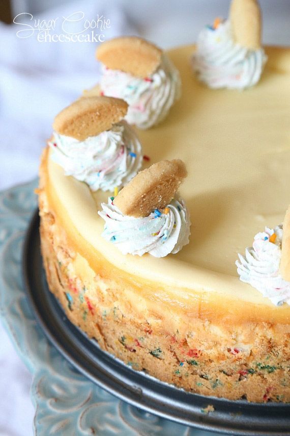 Sugar Cookie Cheesecake…a simple cheesecake with a sprinkle sugar cookie base!