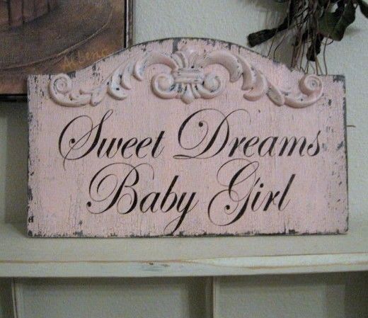 SWEET DREAMS Baby Girl Pink Shabby Custom by thebackporchshoppe. $34.95, via Etsy.