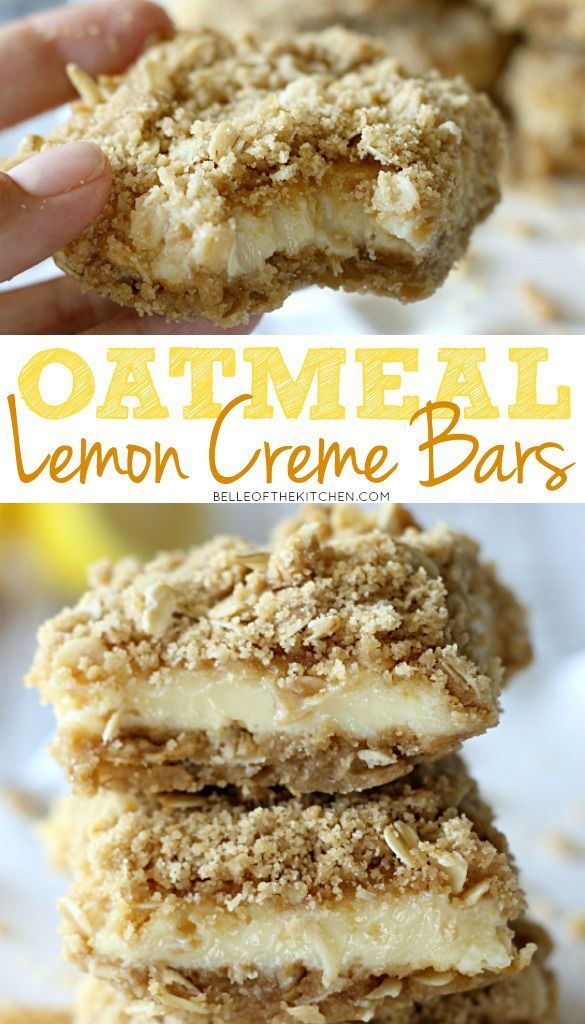 Tart, yet sweet lemon bars with an oatmeal streusel crust and topping. SO good!