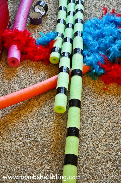 This looks crappy, but if you used green tape you could make some much better looking cheap bamboo shoots out of pool noodles.
