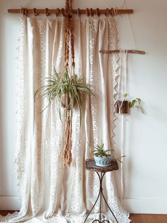 Vintage Homespun Linen and Cotton Crochet Window by ethanollie, $225.00