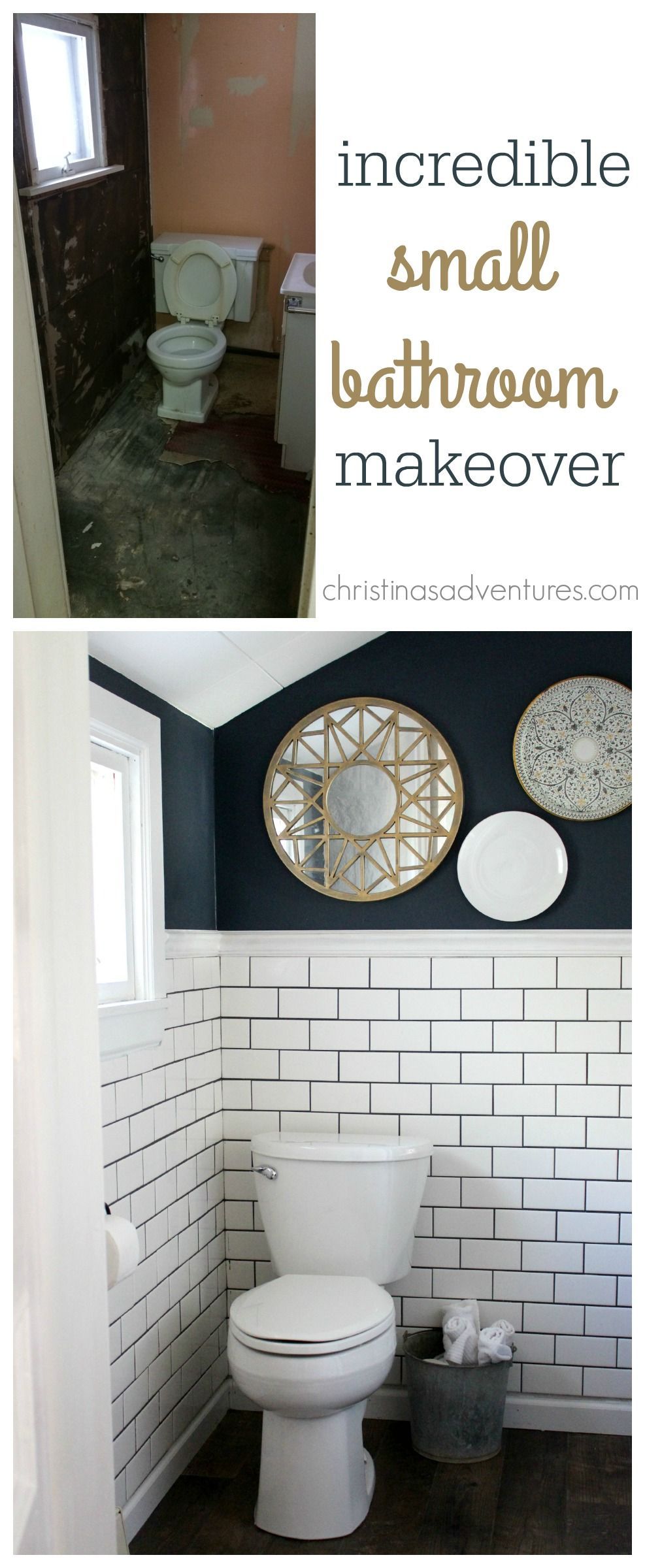 Woah!  One of the best small bathroom transformations I’ve ever seen!  You have to see all of the details of this remodel