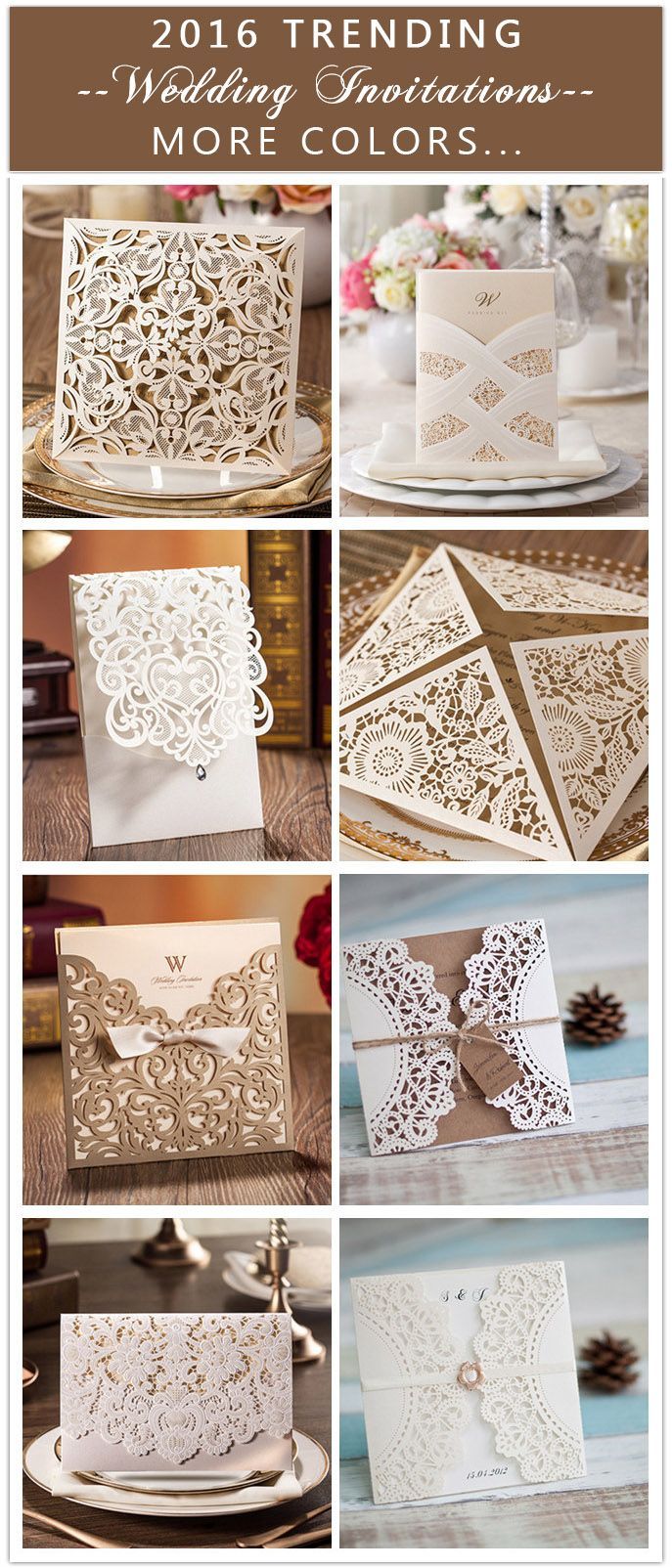 2016 trending laser cut wedding invitations with more colors like navy blue, blush, black… USE COUPON CODE “PRO” TO GET 15% OFF