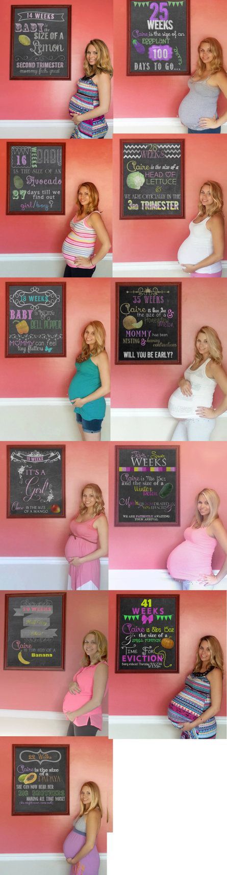 6 weeks – 40 weeks – Custom Weekly Pregnancy Chalkboard Updates  by CayteeRoseDesigns.