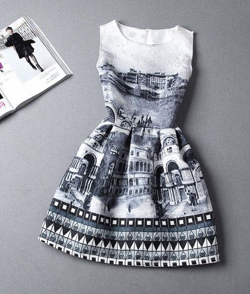A-Line Printing Sleeveless Casual Dress oh my goodness I’m in love