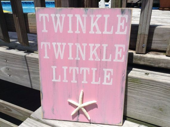 Beach Sign Twinkle Twinkle Little Starfish Coastal Cottage Nautical Nursery Decor on Etsy, $32.50