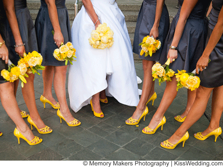 Charcoal Grey (gray?) and bright yellow wedding colors ideas so neat!