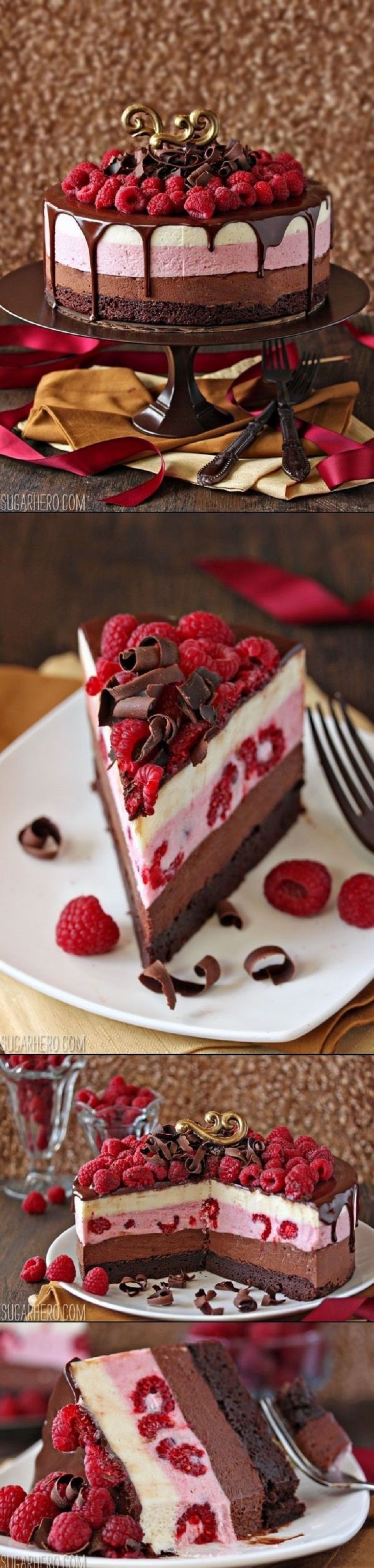 Chocolate Raspberry Mousse Cake – 16 Deliciously Different Fruit Desserts for Summer | GleamItUp