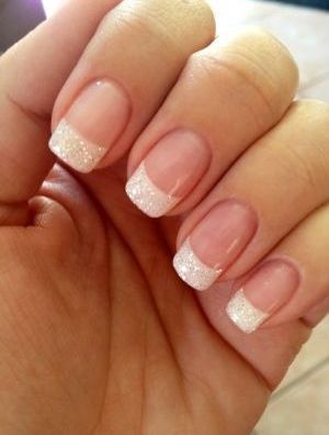 Classic Glittering White French Manicure Design wedding nails