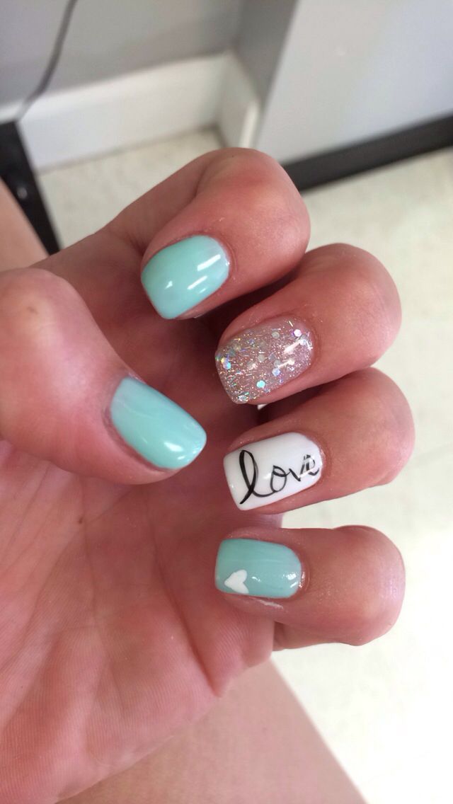 Cool Blue, summer, gel nails, love Discover and share your nail design ideas on a hr…