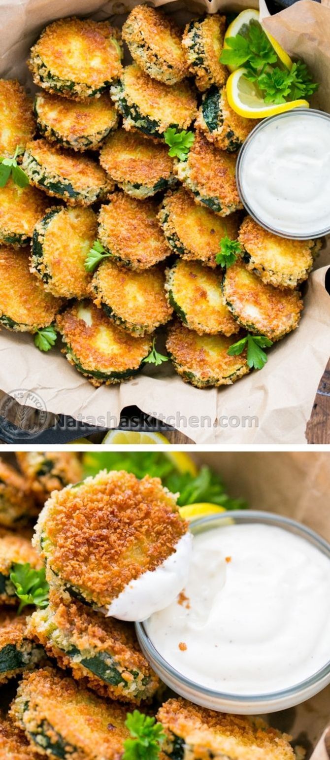 Crisp Zucchini Bites with Garlic Aioli Dip – Yes please!!