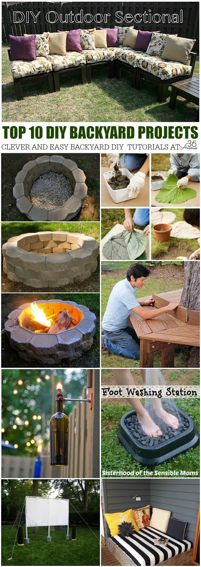 DIY Backyard Top 10 Projects for this summer! Can’t wait to start spending more time outdoors.