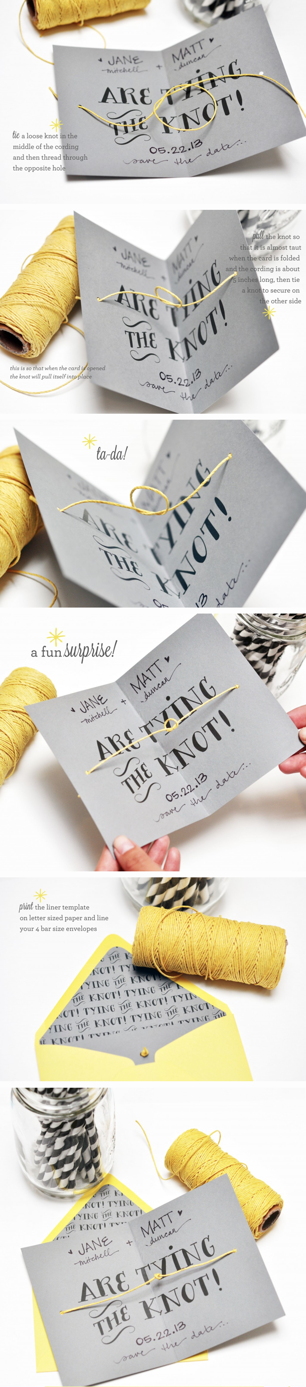 DIY tying the knot cards from Smitten on Paper