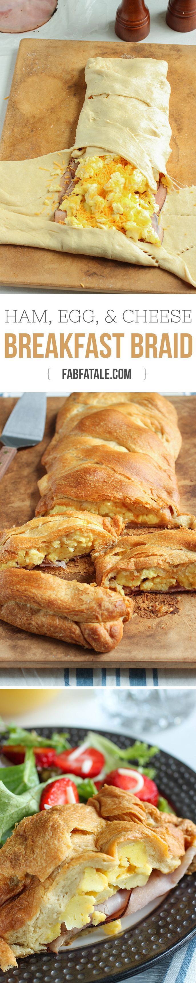 feeds a crowd and is SO good – ham, egg, and cheese croissant breakfast braid recipe #brunch