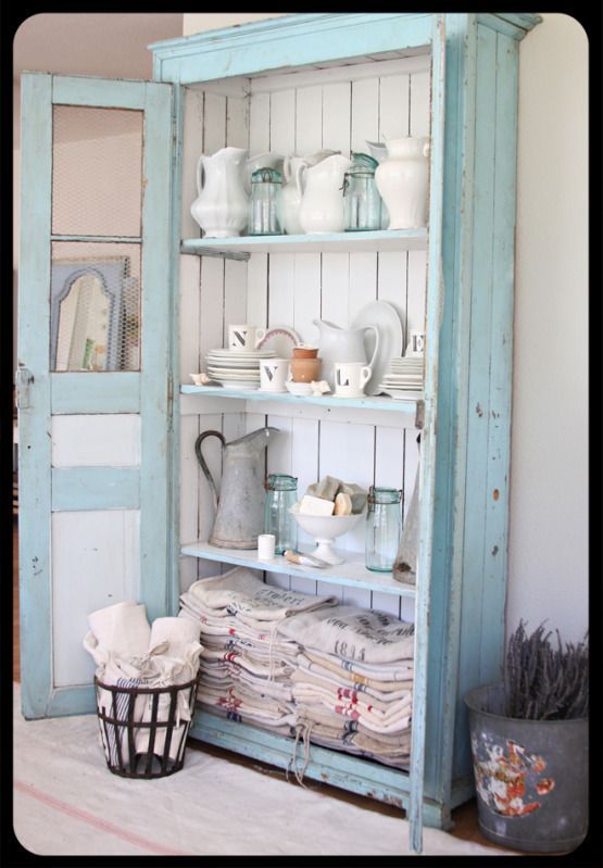 Find old door(s) you love and make a cabinet. This is just beautiful LOVE IT!